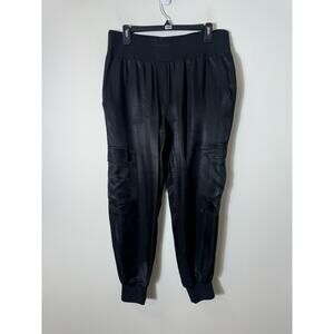 Cinq a Sept Black Satin Cargo Jogger Pants Sz M